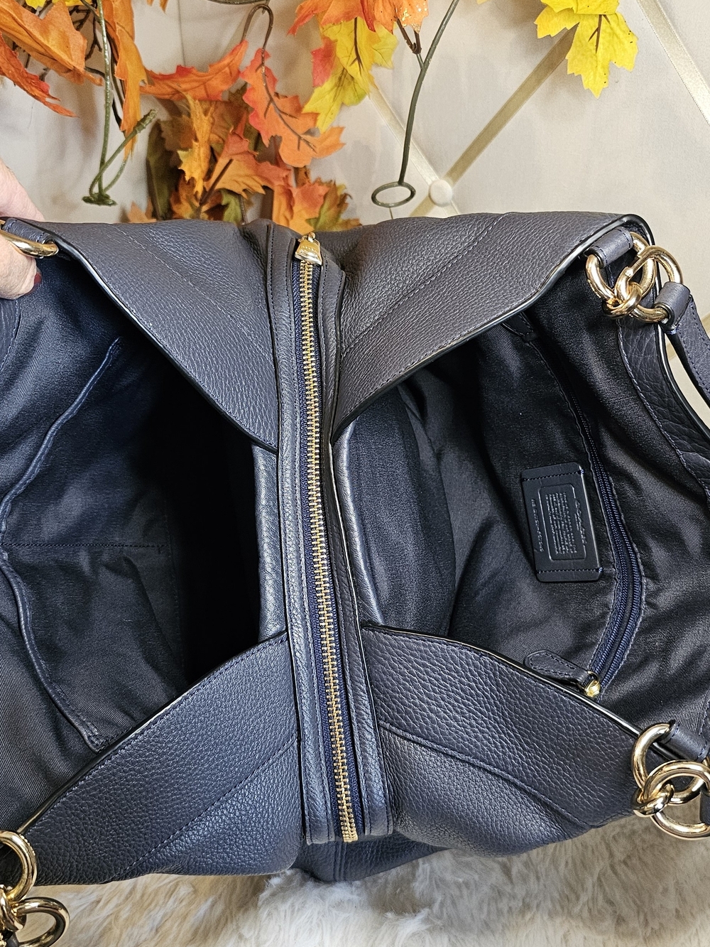 Coach Lexy Pebbled Leather Shoulder Tote with Gold Hardware - Picture 7 of 13